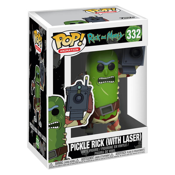 Funko POP #332 Rick and Morty Pickle Rick with Laser Figure (Box Damage)